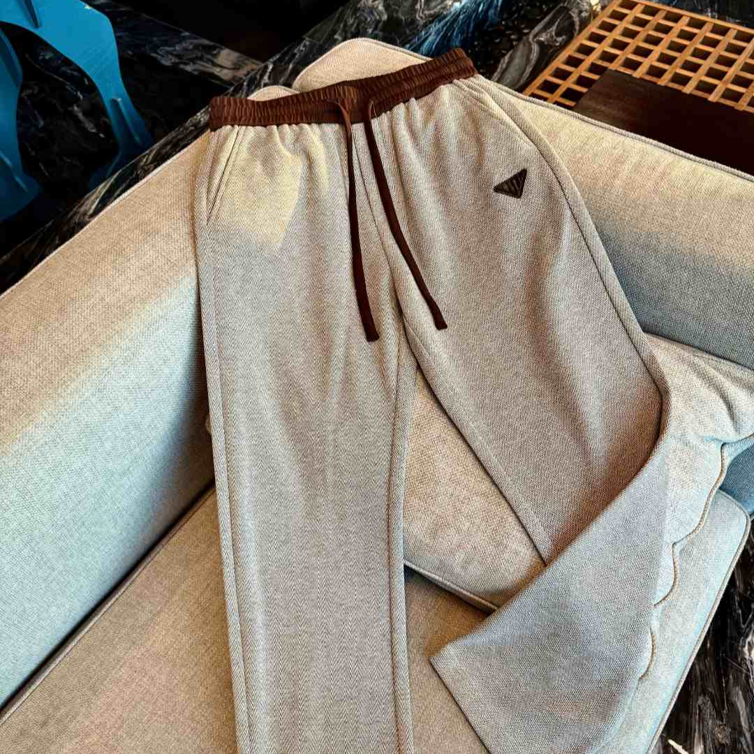 【醋酸➕羊毛】25秋冬季新款混纺潮牌撞色舒适休闲宽松直筒裤男5813