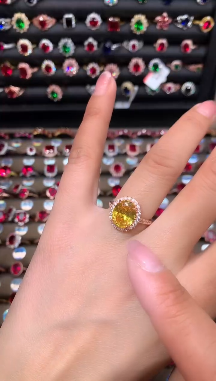 【闪购商品】水晶戒指银S925镶嵌911黄水晶