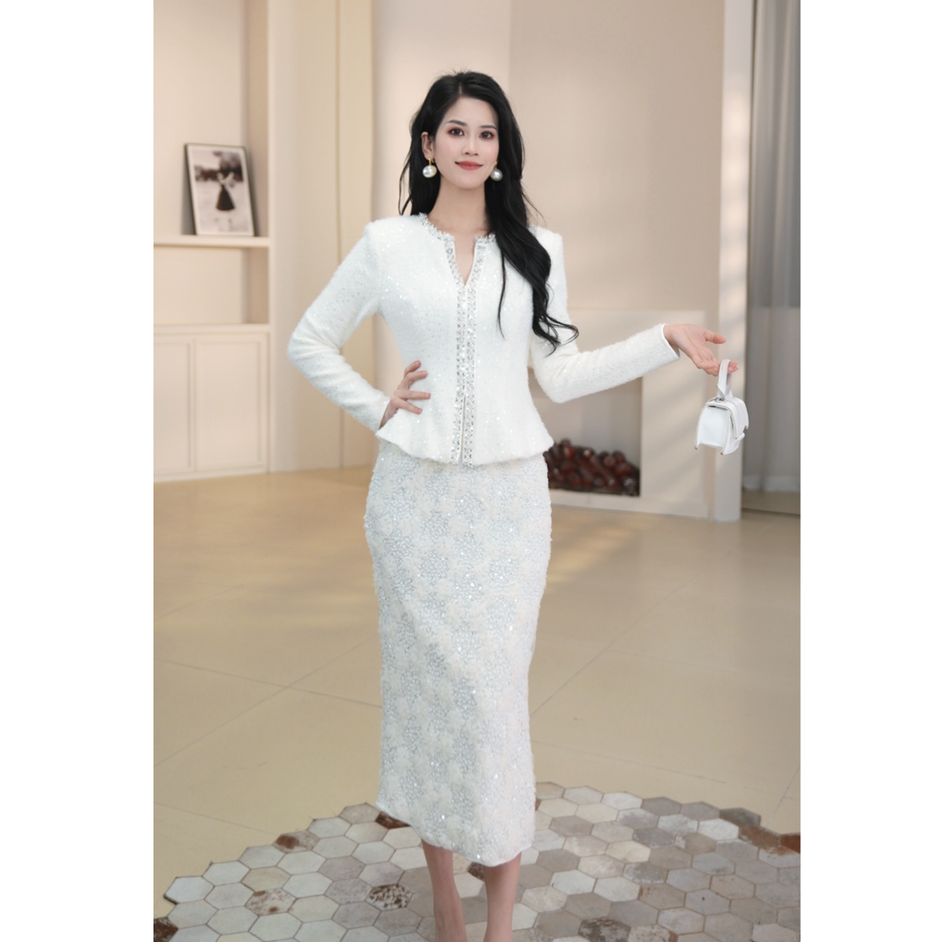 NaiAn/奈安小香风气质时尚连衣裙优雅轻奢复古名媛长袖 22013