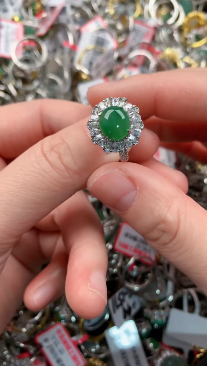 银S925镶嵌戒指翡翠222   5