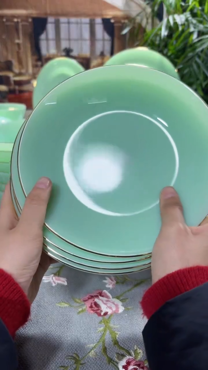 【闪购商品】....8英寸深盘10个  玉瓷【贝美】