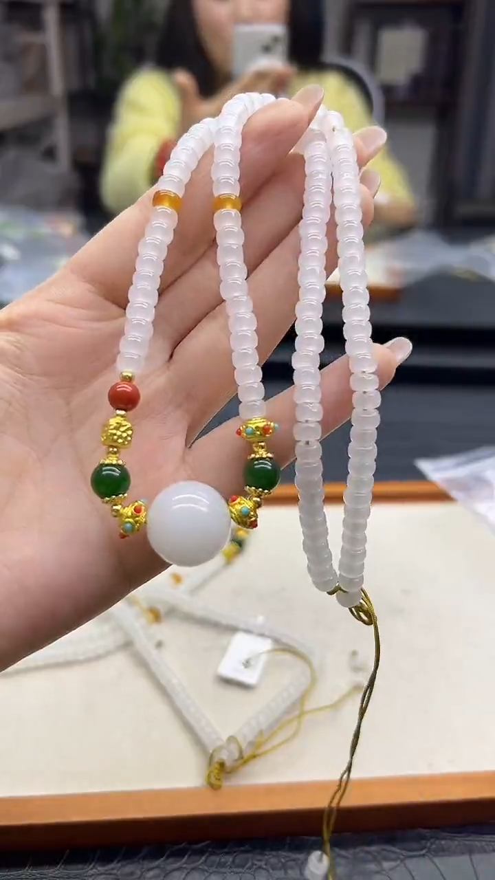 毛衣链未镶嵌和田玉（白玉）DIY款M293