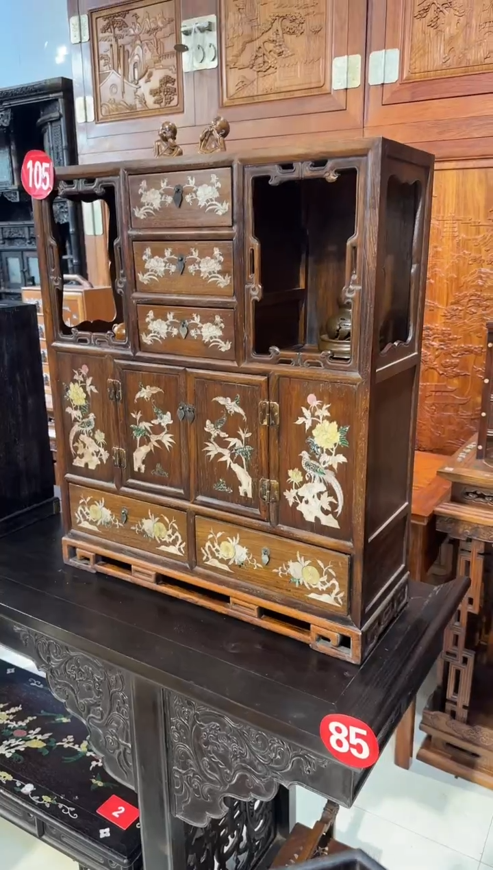 【闪购商品】木木艺缅花镶嵌花鸟百宝柜1880.8888