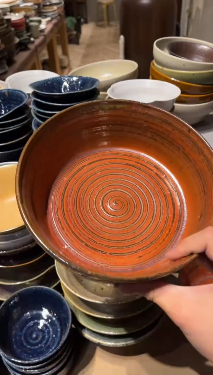 【闪购商品】瓷片357   粗陶铁锈红汤盆1个