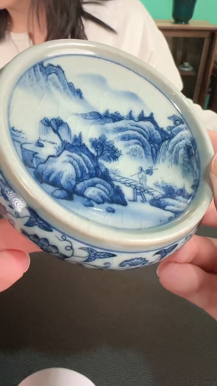 【闪购商品】杯一品德窑青花山水盖置