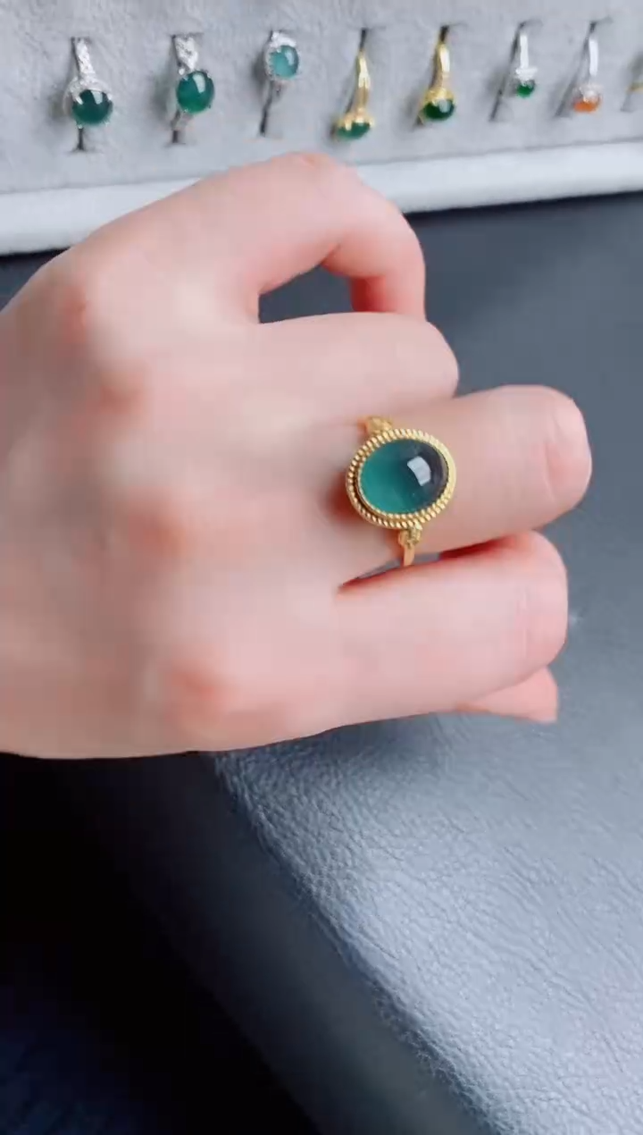【闪购商品】翡翠戒指银S925镶嵌天然a货翡翠286