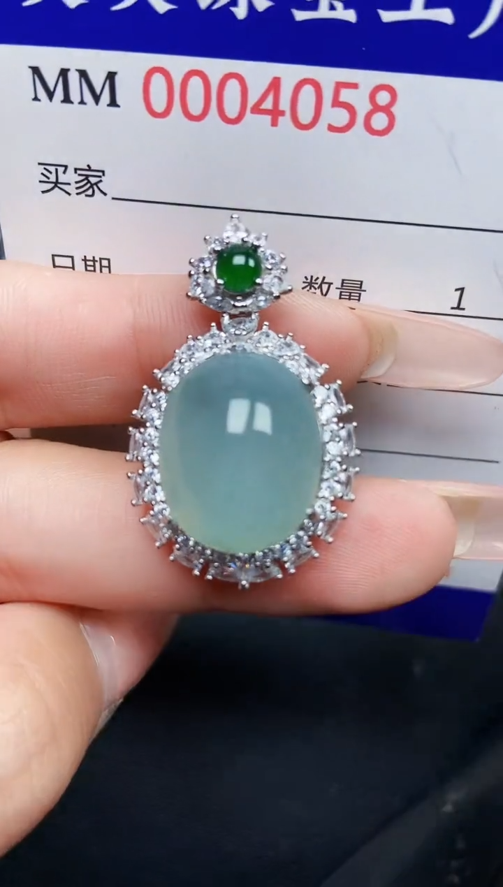 【闪购商品】翡翠颈饰银S925镶嵌4058