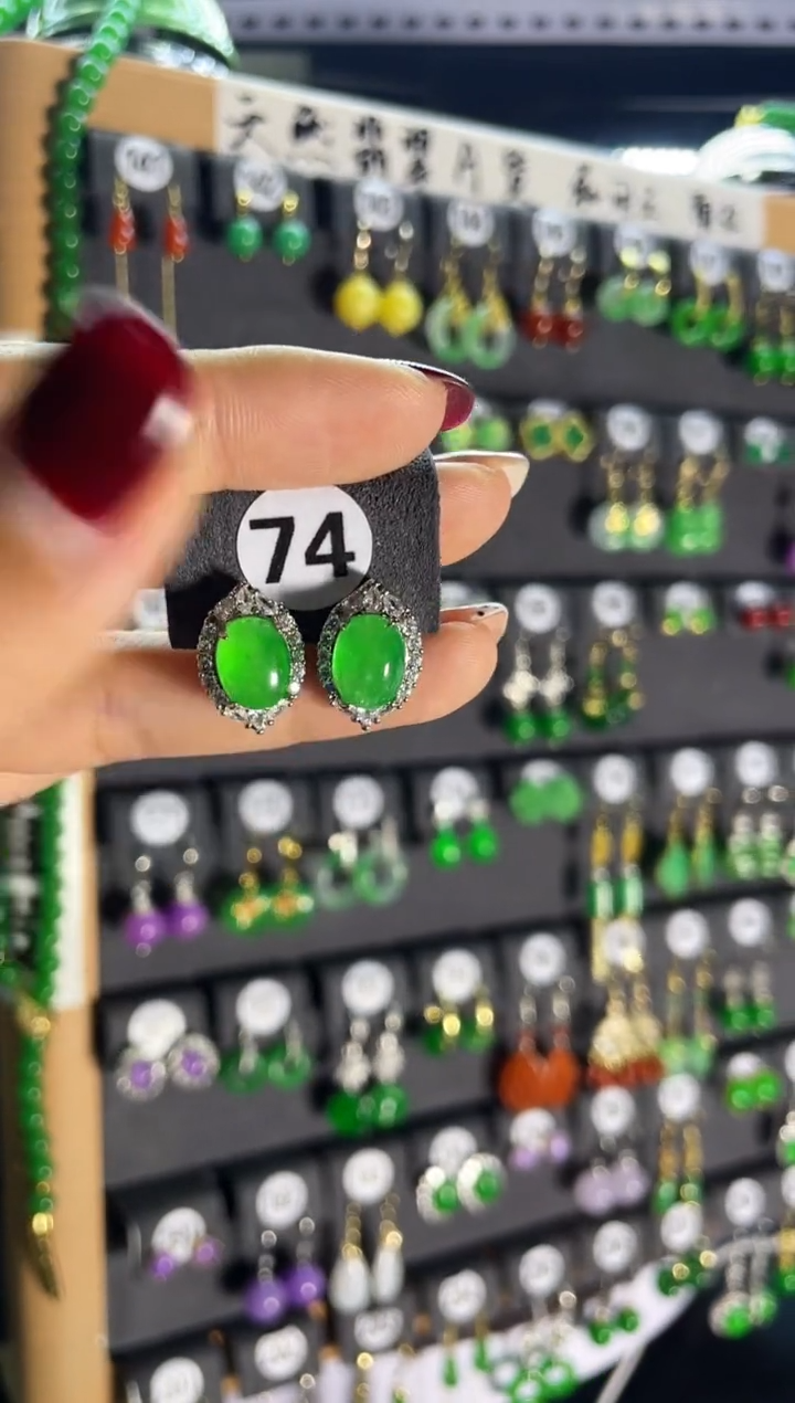 【闪购商品】翡翠耳饰银S925镶嵌74    