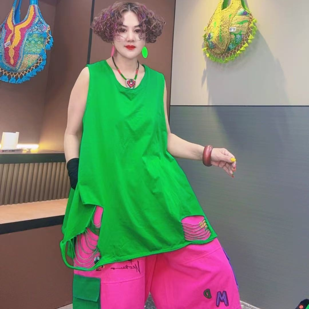 {欧洲站}梦姐同款时尚中长款T恤