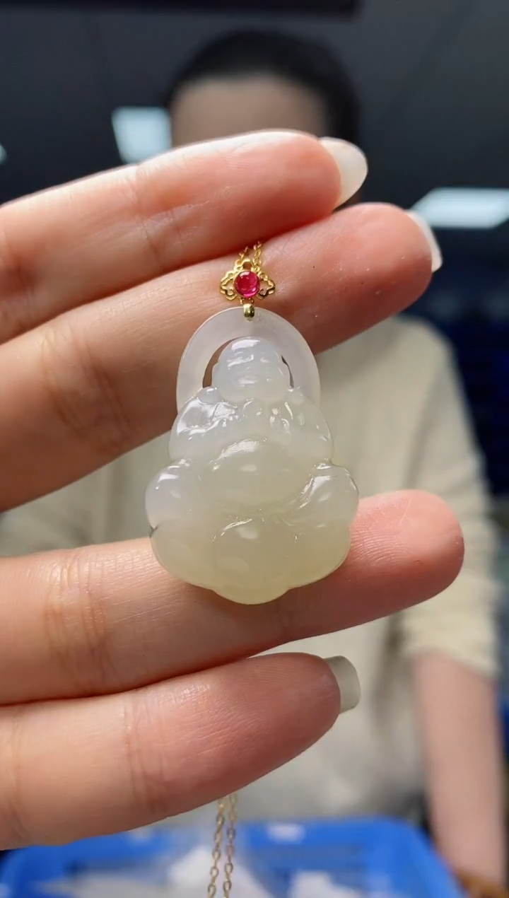 【闪购商品】和田玉吊坠(不含链)18K金镶嵌  DZ3512
