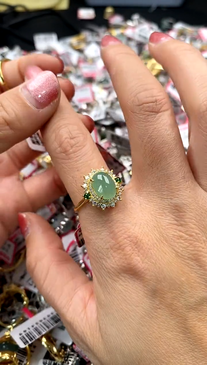 【闪购商品】翡翠戒指银S925镶嵌77777777    4