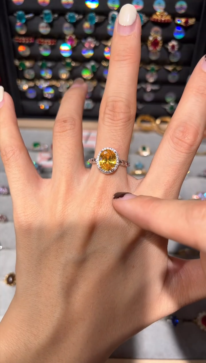 【闪购商品】黄晶戒指银S925镶嵌00000