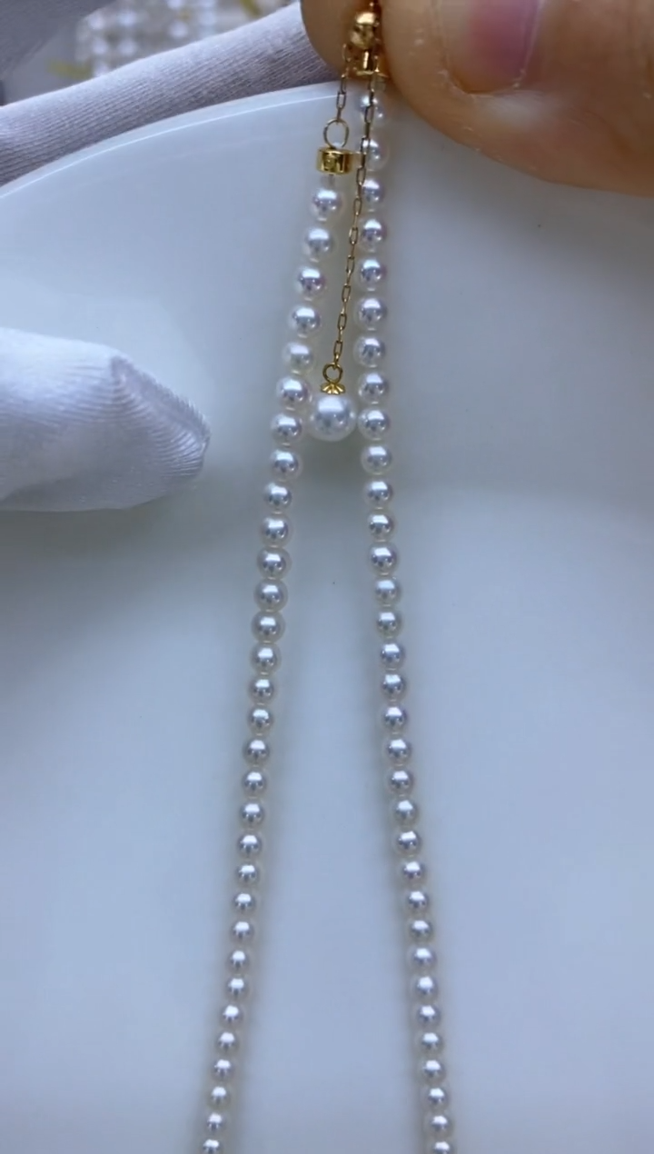 【闪购商品】淡水珍珠项链18K金镶嵌3-4