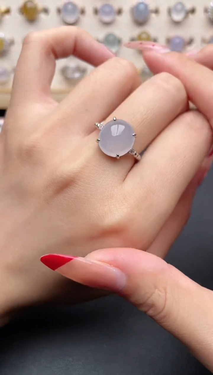 【闪购商品】翡翠戒指银S925镶嵌一物一证一礼盒