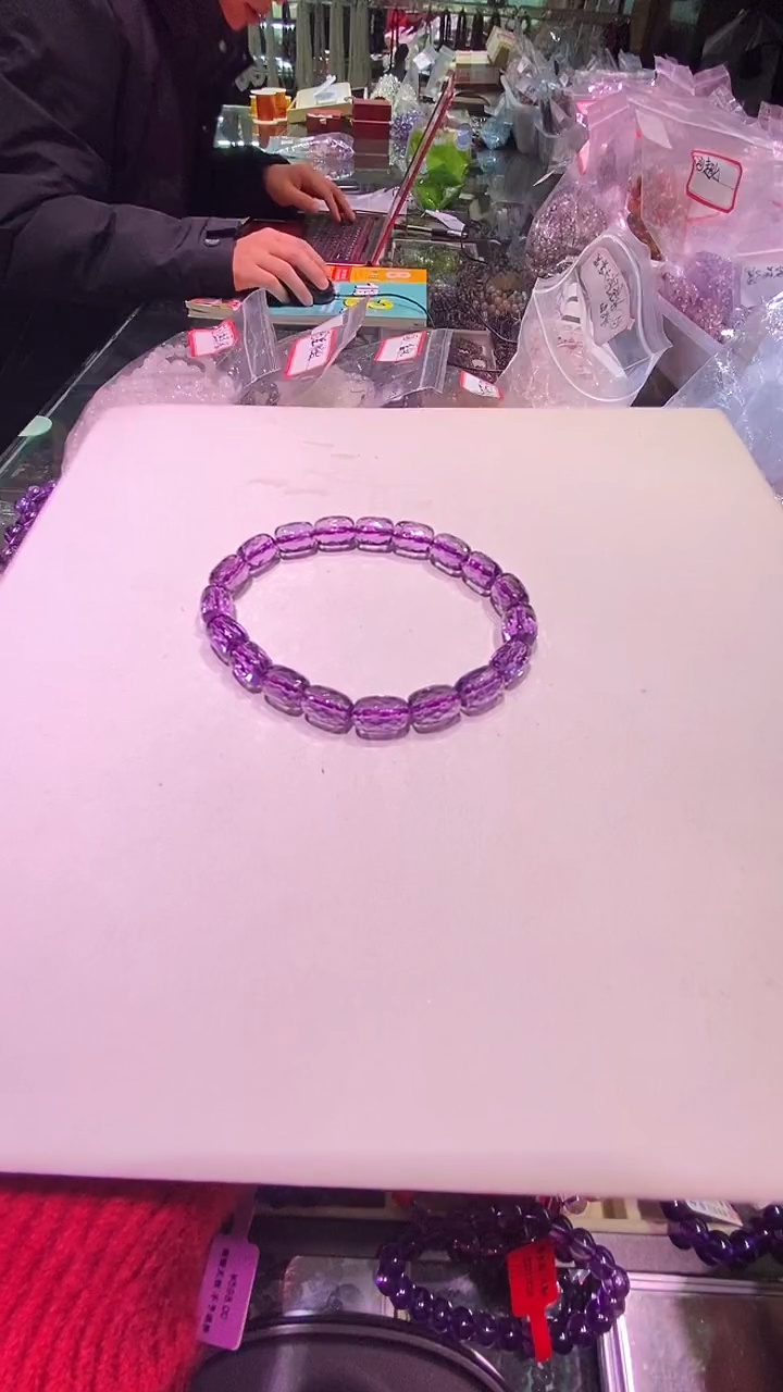 【闪购商品】水晶手串未镶嵌A2巴西紫水晶桶珠切面
