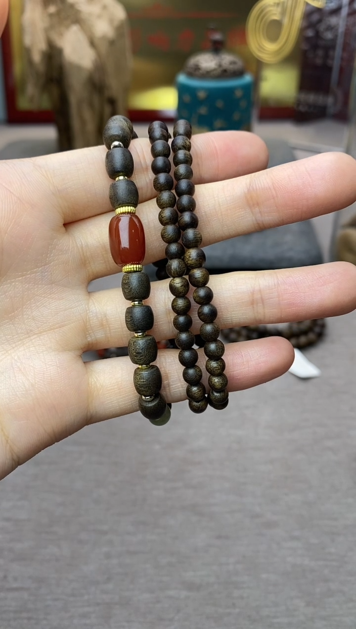 【闪购商品】沉香手串白棋04+紫棋06三圈设计