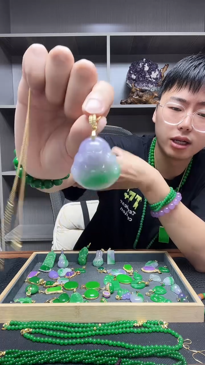 翡翠14K金镶嵌吊坠(赠链)吊坠