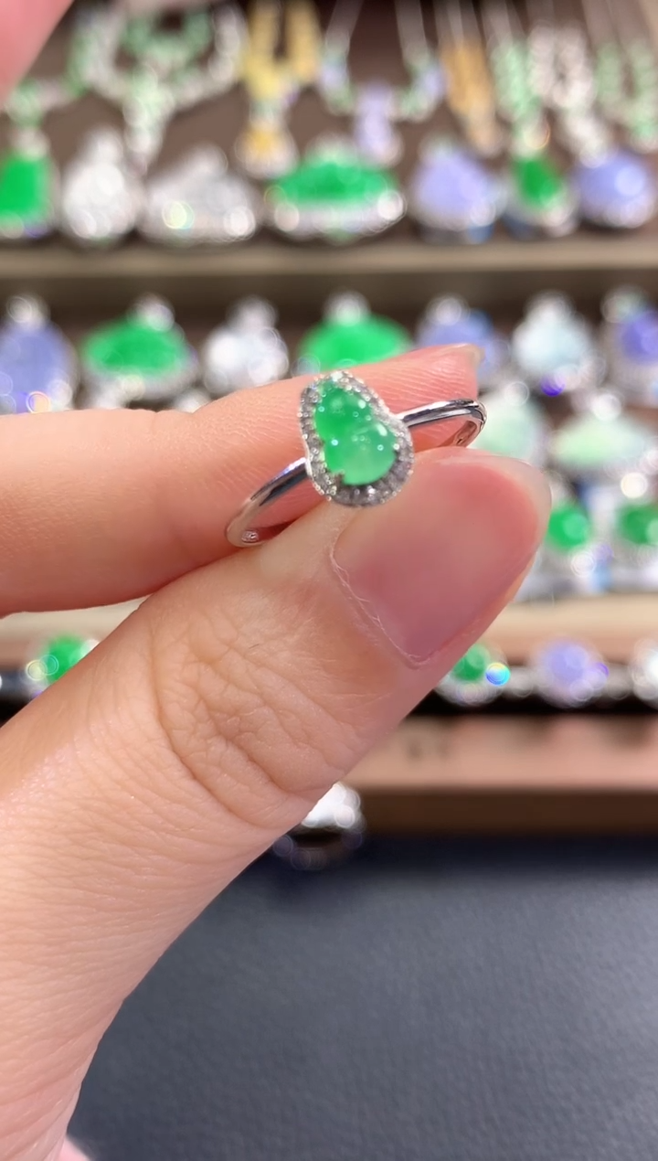 18K金镶嵌戒指翡翠b15多样性一件发货 