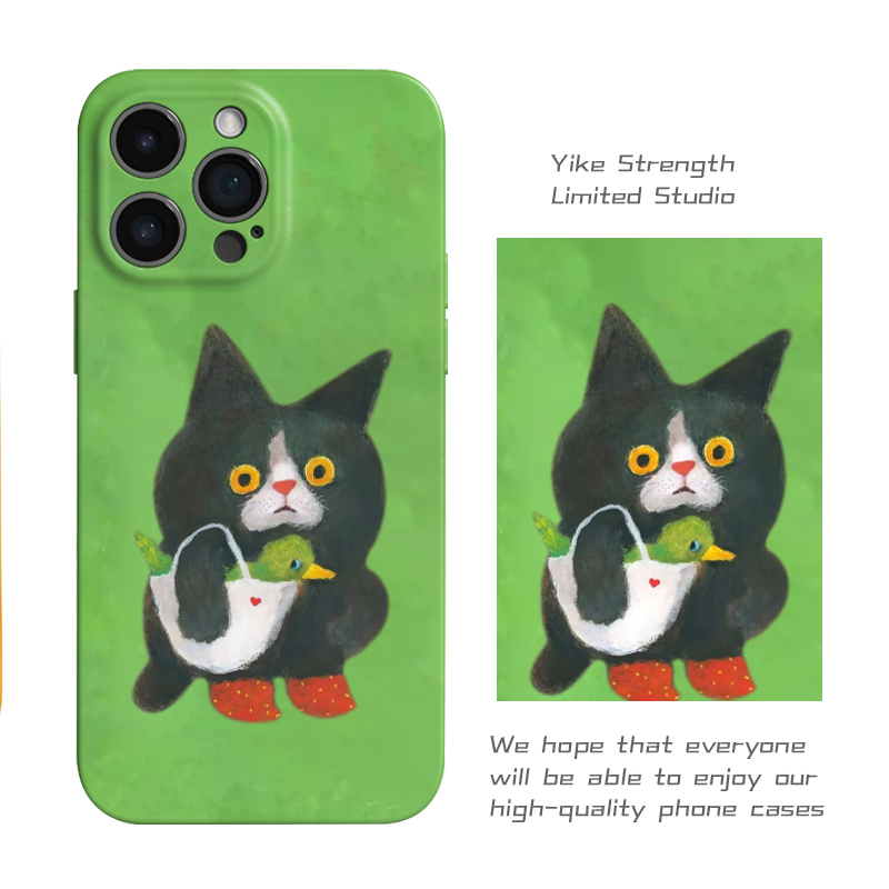 呆萌猫呀软壳适用iphone苹果15pro可爱手机壳VIVO华为