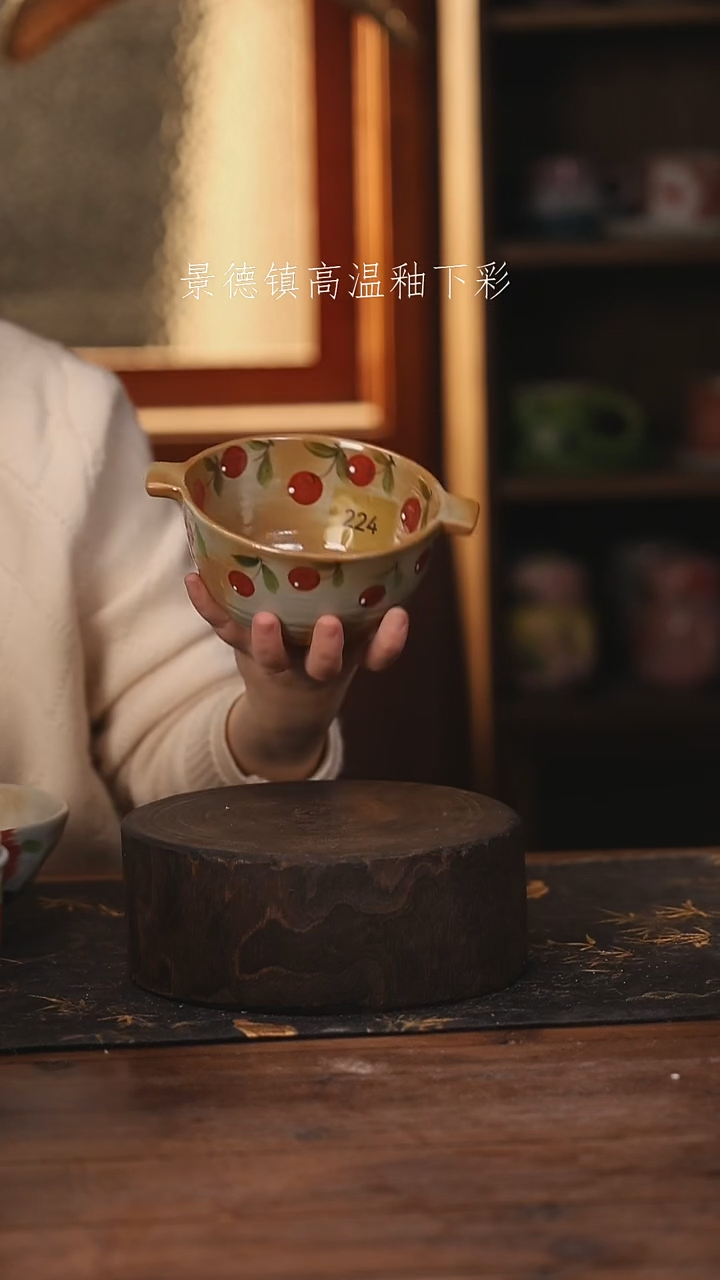 陶瓷景德镇高温釉下手绘陶瓷@L224@
