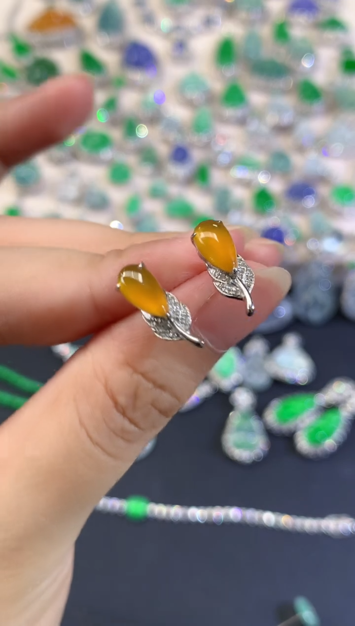 18K金镶嵌翡翠耳饰A498|2980