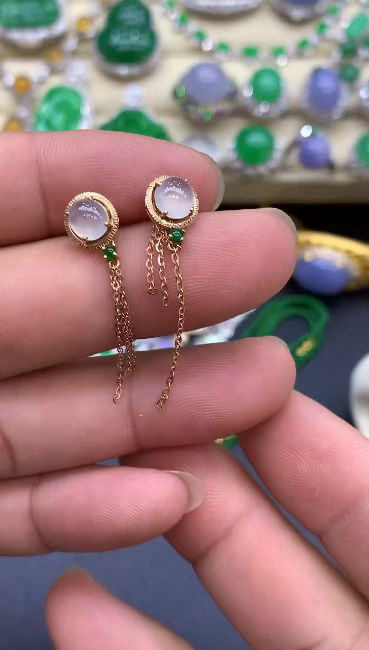 18K金镶嵌翡翠耳饰218-中国好珍宝·