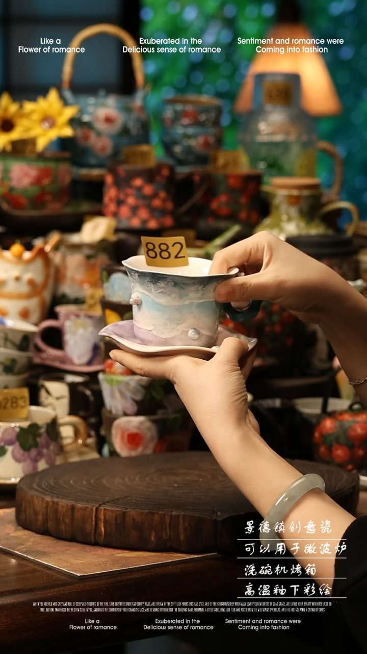 陶瓷景德镇高温釉下彩手工手绘款式