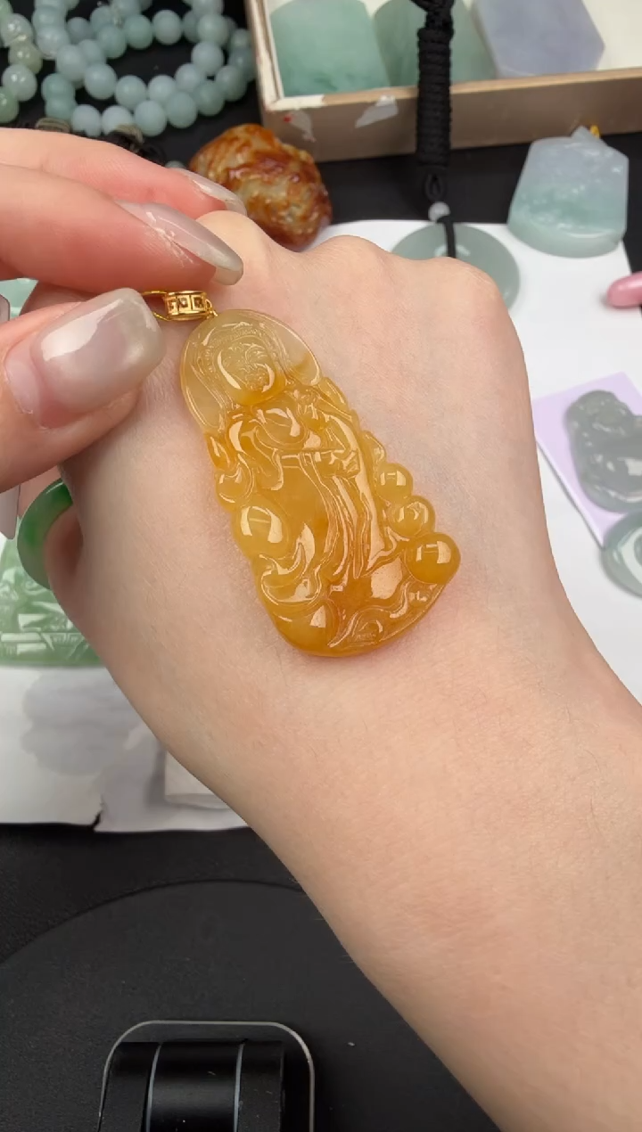 吊坠(不含链)18K金镶嵌翡翠翡翠饰品-187