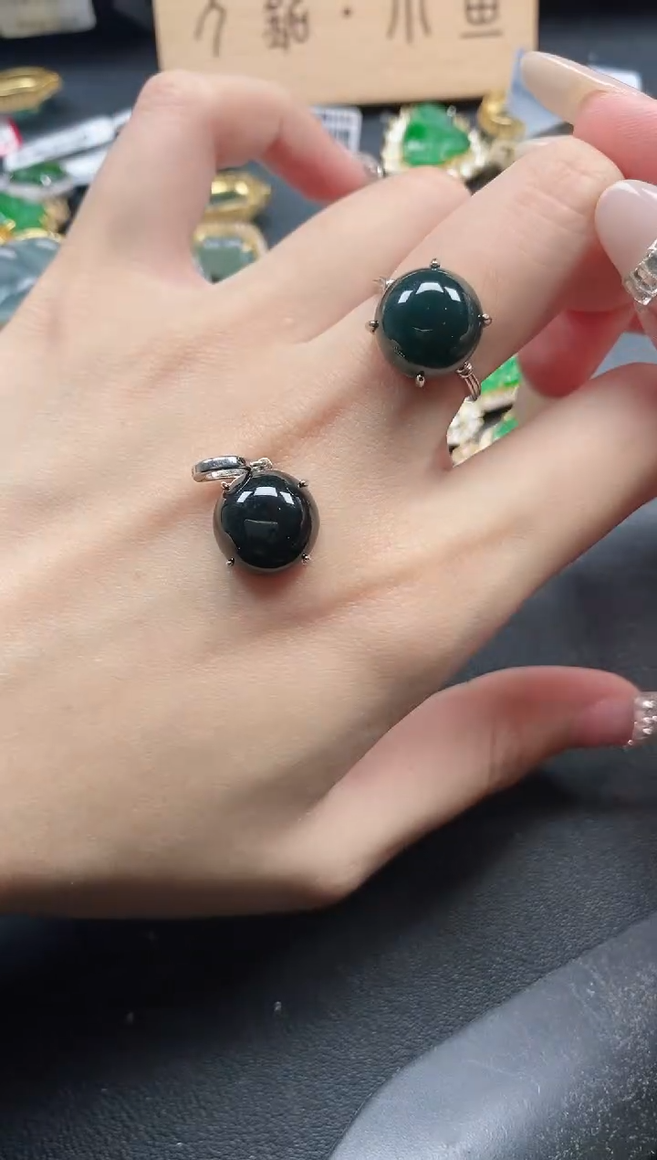 银S925镶嵌戒指翡翠51151