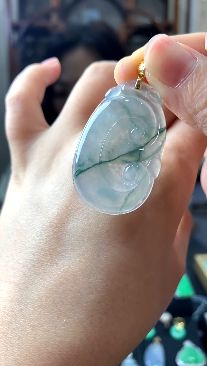 翡翠18K金镶嵌吊坠(不含链)挂件