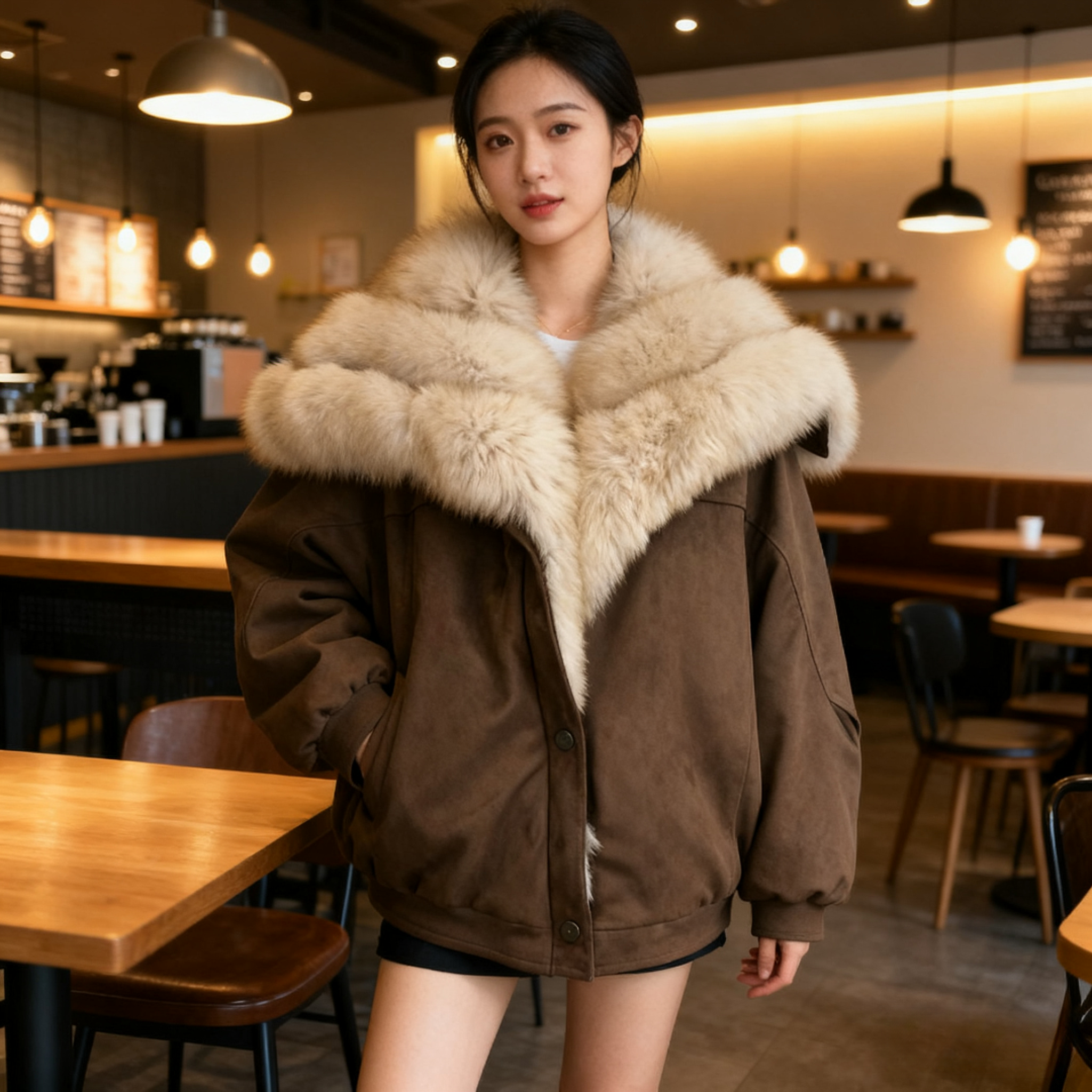 【涂山九尾】2025新款狐狸毛车条大翻领鹅绒内胆洋气皮草外套女