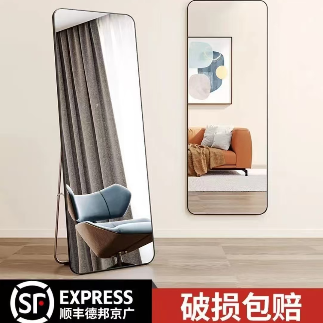 全身镜落地镜家用女生网红ins风穿衣镜挂墙试衣镜卧室立体大镜子