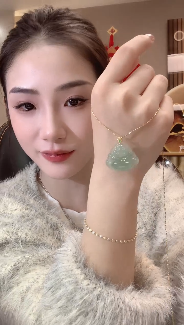 【闪购商品】翡翠吊坠(不含链)18K金镶嵌A8多样性发一件