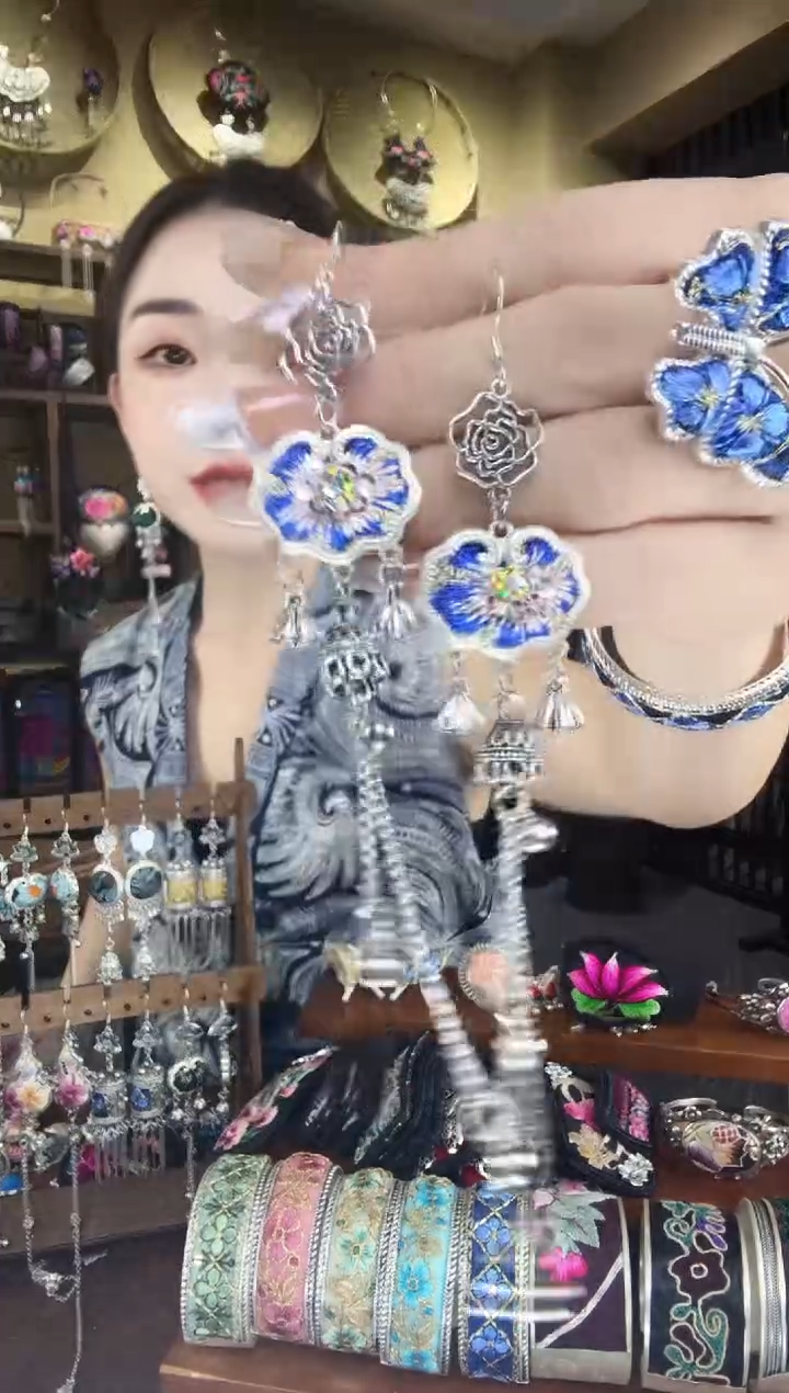 刺绣非遗刺绣民族风耳环