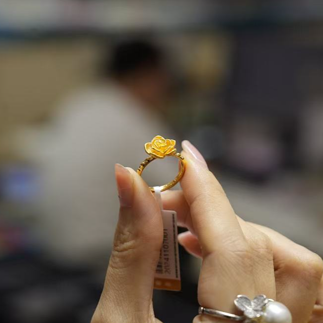 【巧玲专属】足金999磨砂玫瑰花戒指 活口经典 5.1
