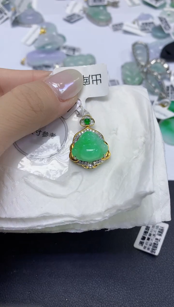 颈饰未镶嵌翡翠天然缅甸翡翠A货百元以上9元证书费自理