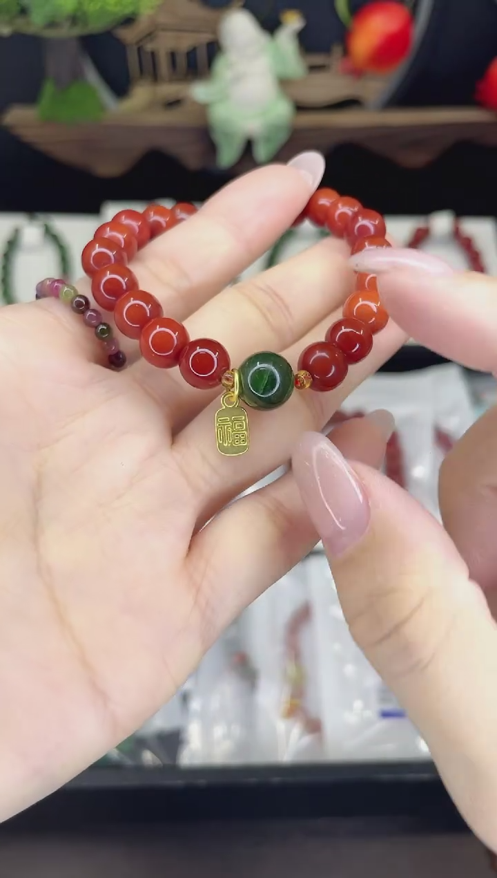 【闪购商品】玛瑙/玉髓手链合金南红手链