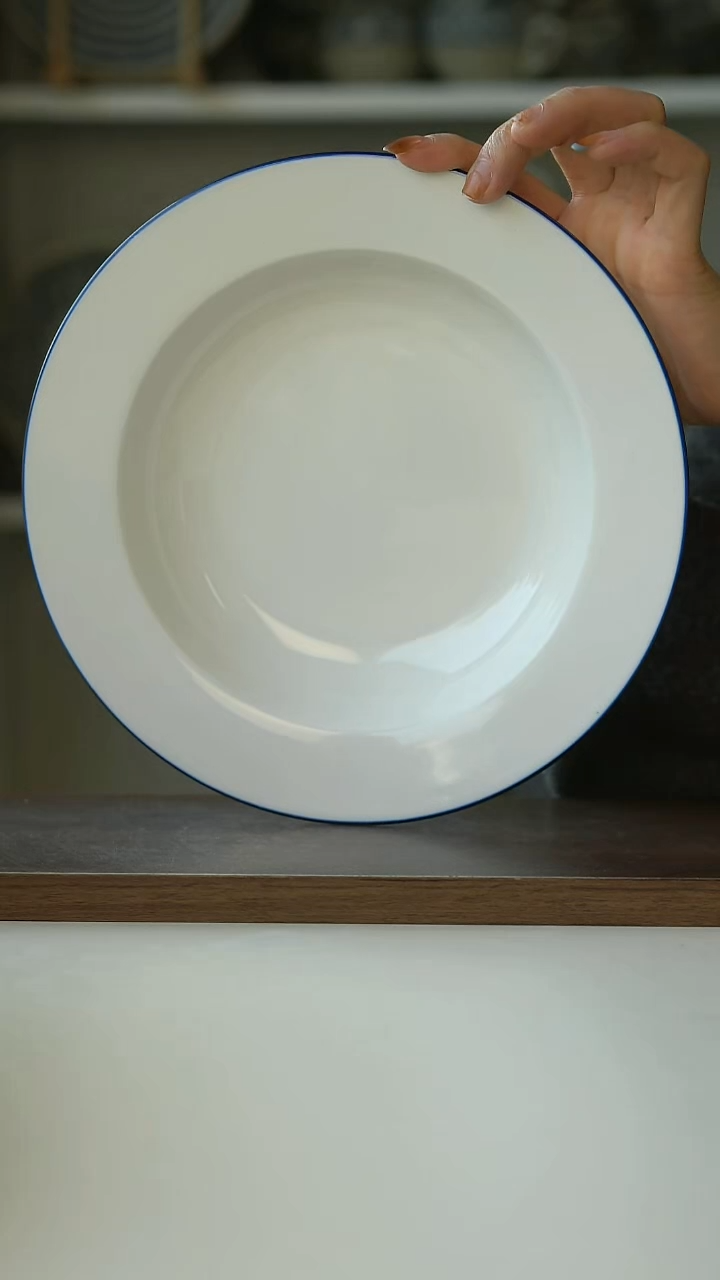 陶描边草帽盘22cm@4-2@微瑕