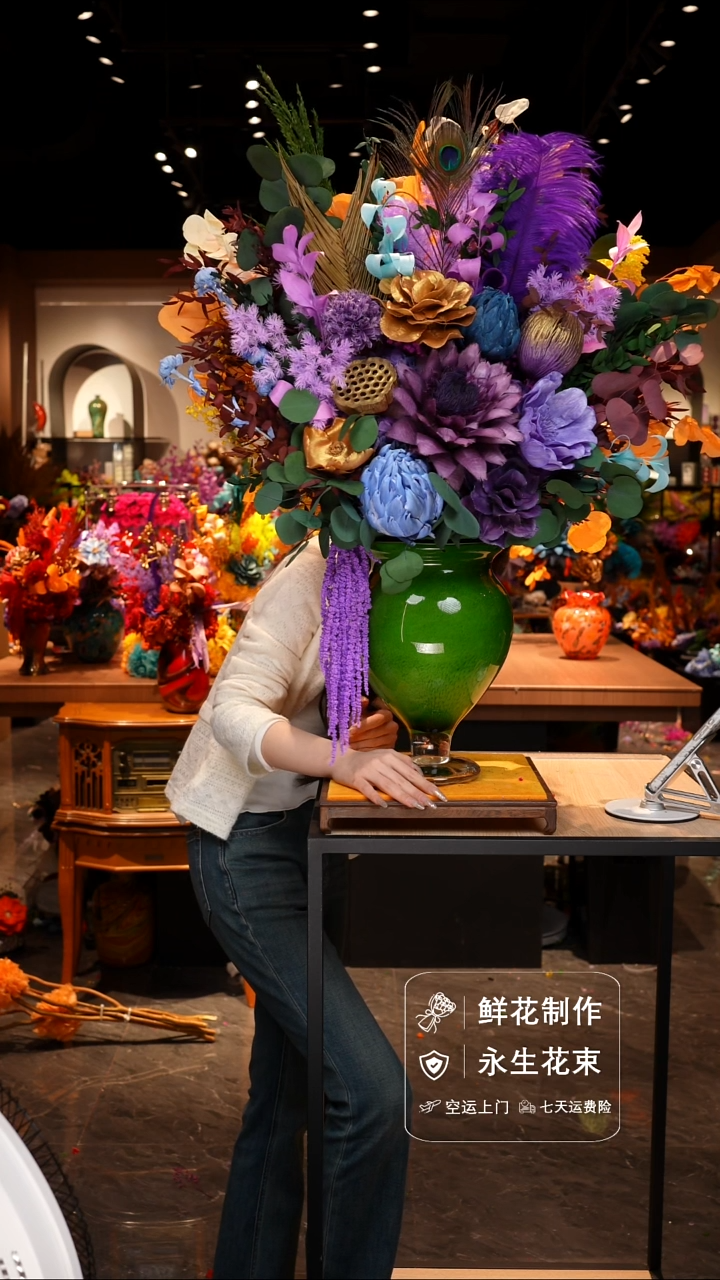 手工艺品琉璃手工花器花束空运包邮送货上门-以图片为准    