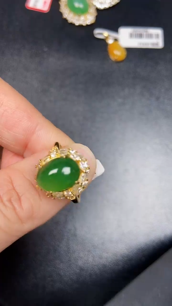 银S925镶嵌戒指翡翠3680