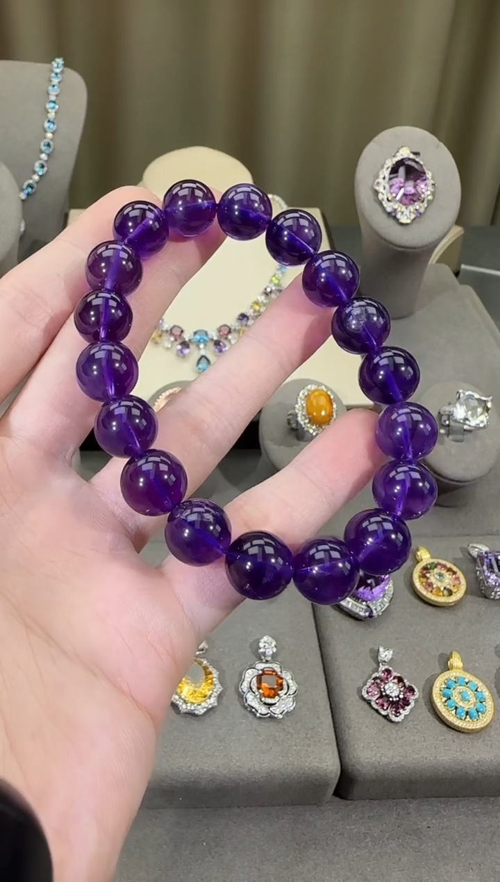 未镶嵌手串紫晶12mm手串