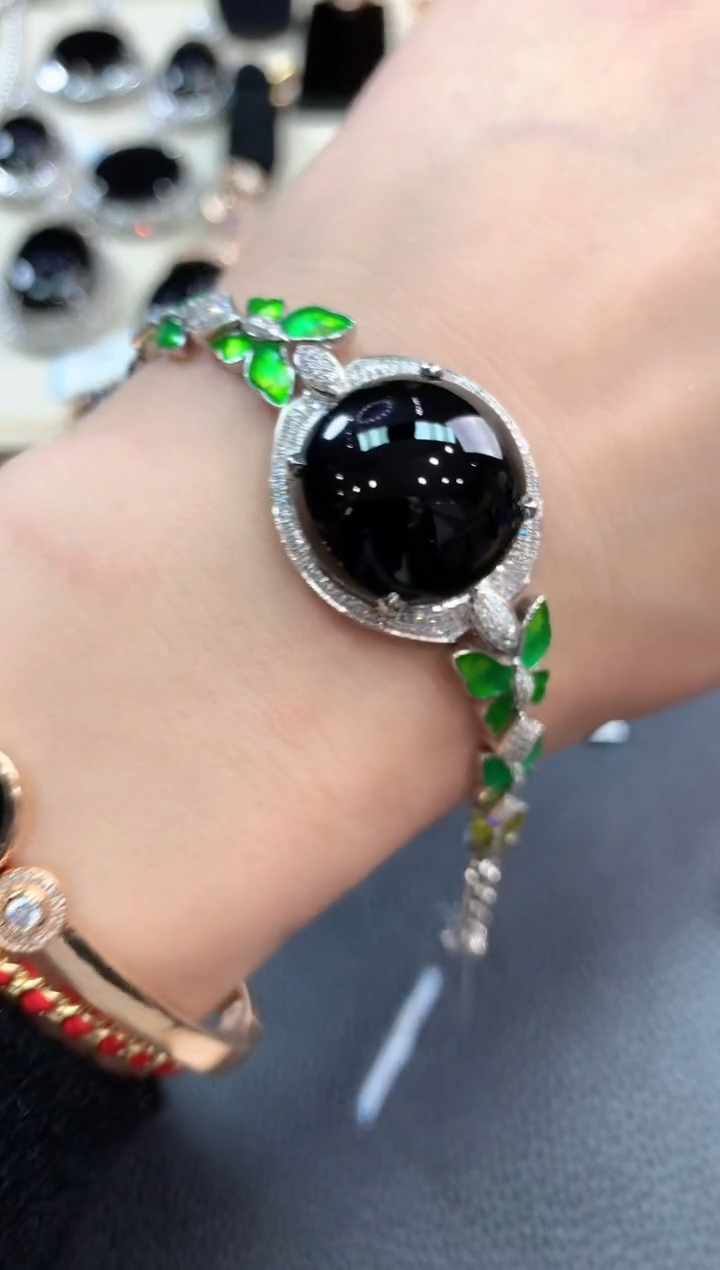 【闪购商品】翡翠手链18K金镶嵌m85不退换