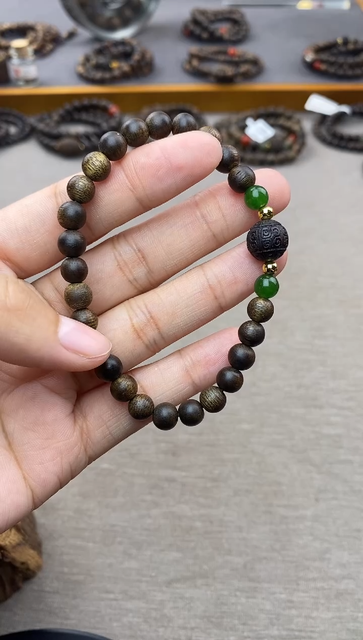 【闪购商品】沉香手串顺化紫棋06沉水+降真香1.0回纹+配饰