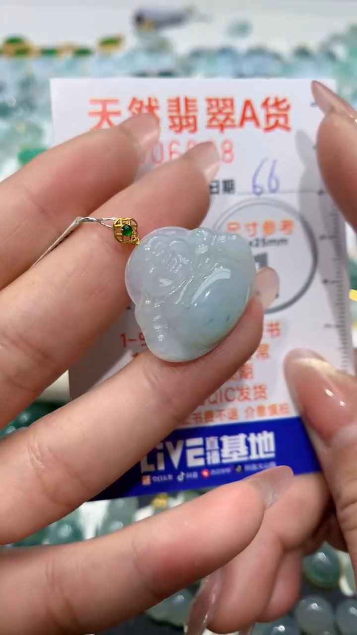 【闪购商品】翡翠颈饰18K金镶嵌天然缅甸A货翡翠66