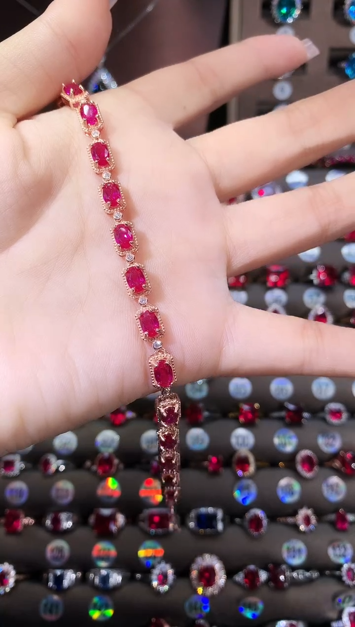 无925银鸽血红色手链