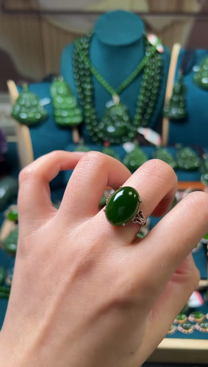 【闪购商品】和田玉（碧玉）戒指合金碧玉