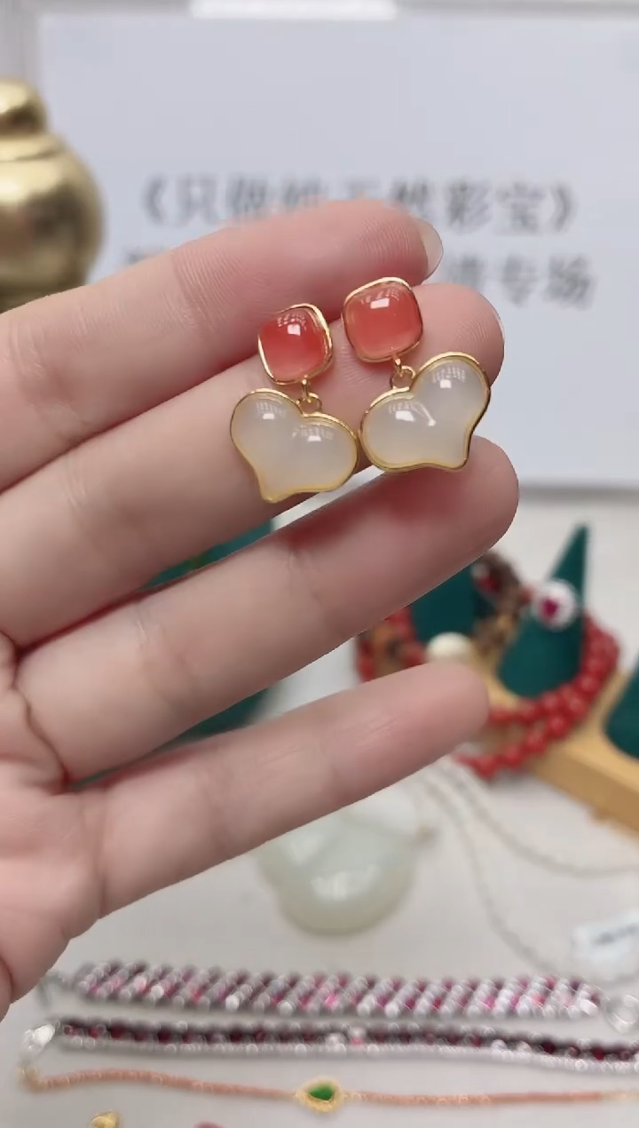 银S925镶嵌和田玉耳饰051BJ0103产品一个（多样性）