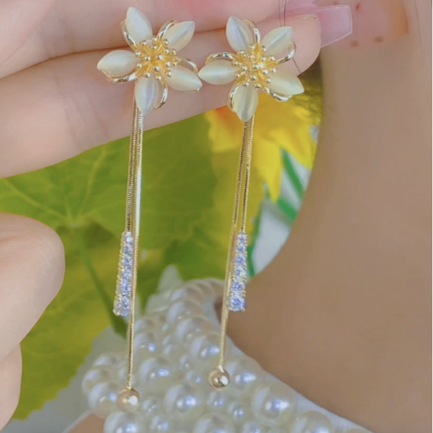 铜合金合成锆石耳饰 花朵时尚轻奢精致优雅气质百搭耳饰耳环298