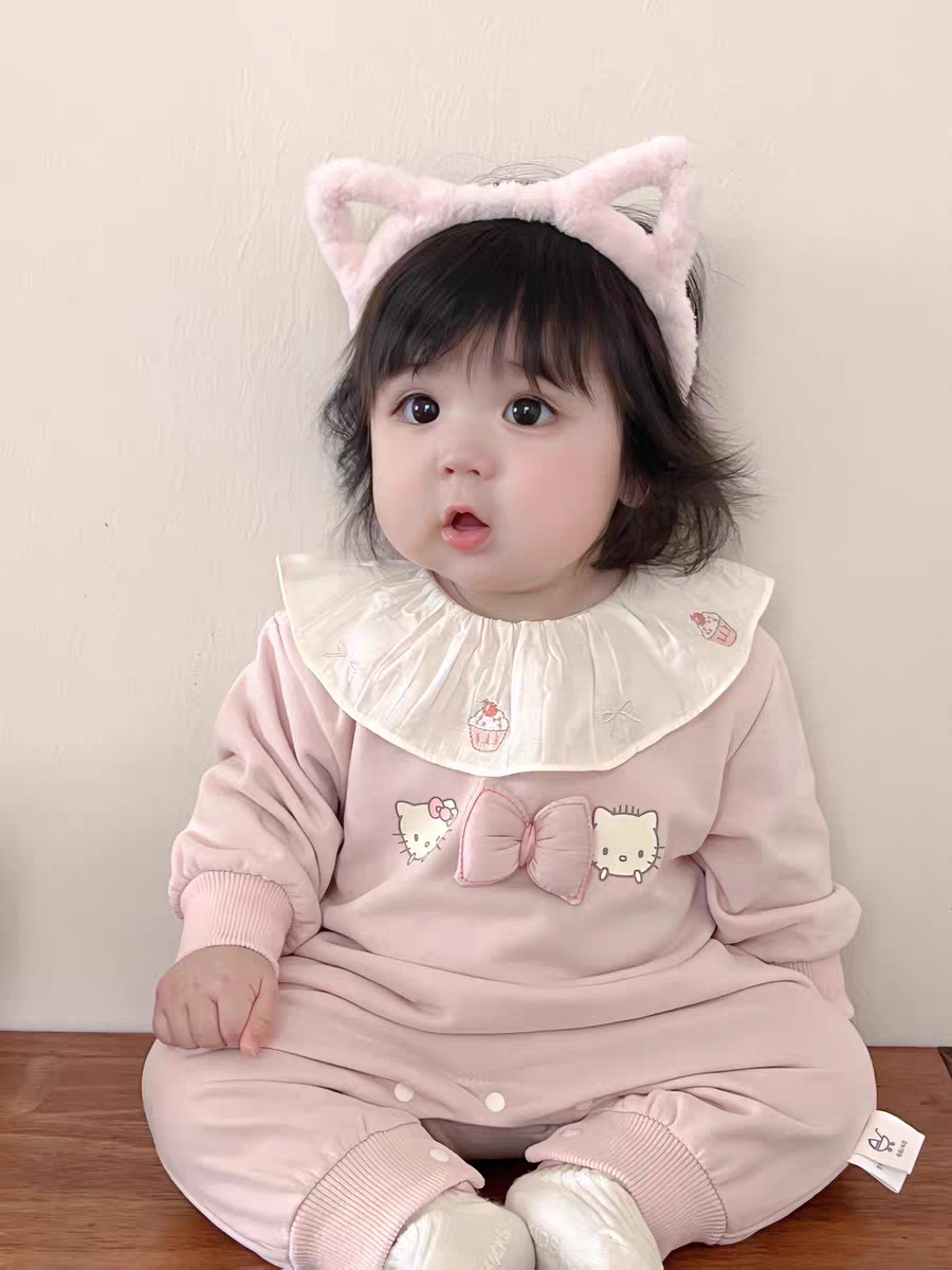 【升级款40克薄棉 】公主衣服秋外出服婴幼儿连身衣女宝秋哈衣爬服