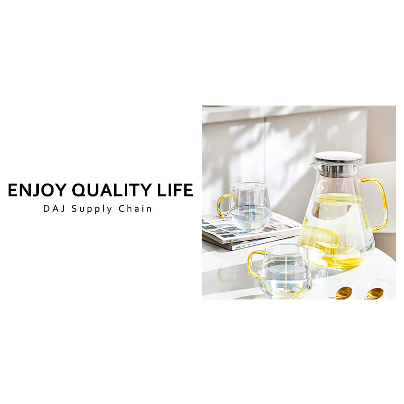 把手混色透明玻璃杯壶套装混色